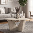 Τραπεζάκι σαλονιού Lagerta Megapap χρώμα travertine Ø75x35εκ.