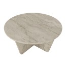 Τραπεζάκι σαλονιού Lagerta Megapap χρώμα travertine Ø75x35εκ.
