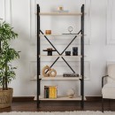 Βιβλιοθήκη Elysian Megapap χρώμα travertine - μαύρο 90x33,5x180εκ.