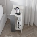 Κομοδίνο Elos Megapap δεξί χρώμα λευκό αντικέ - γκρι ρετρό 25x27x60εκ.