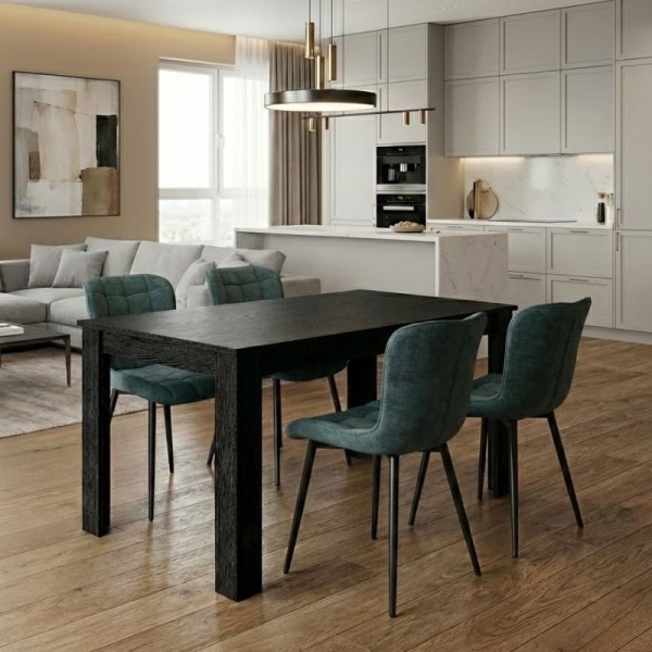 Σετ τραπεζαρία 5τμχ Darlen - Chiara Megapap χρώμα sencron black - πράσινο 125x72x74εκ.