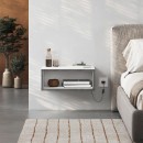 Κομοδίνο επιτοίχιο Brik Megapap με LED χρώμα λευκό - γκρι ρετρό 45x30x18εκ.