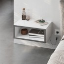 Κομοδίνο επιτοίχιο Brik Megapap με LED χρώμα λευκό - γκρι ρετρό 45x30x18εκ.