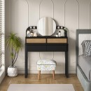 Τουαλέτα με καθρέπτη Lora Megapap με LED χρώμα μαύρο - sapphire oak 96x40x133,4εκ.