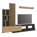 Σύνθεση τηλεόρασης Vermont Megapap χρώμα ανθρακί - sepet oak 240x40x192εκ.