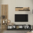 Σύνθεση τηλεόρασης Rosaline Megapap χρώμα ανθρακί - sepet oak 233x31,3x196,8εκ.