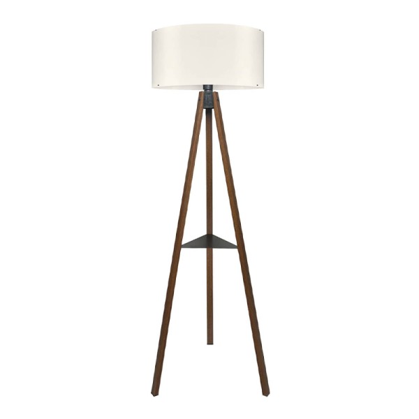 Φωτιστικό δαπέδου Thomas Megapap E27 Mdf/ύφασμα Pvc χρώμα καρυδί - κρεμ 38x38x135εκ.