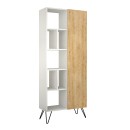 Βιβλιοθήκη Jedda Megapap χρώμα λευκό - sapphire oak 80,6x29,6x191εκ.