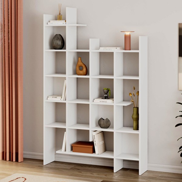 Βιβλιοθήκη Manco Megapap χρώμα λευκό 122x25,5x188εκ.