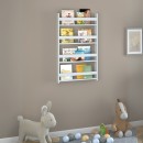 Επιτοίχια βιβλιοθήκη - ραφιέρα Montessori Megapap χρώμα λευκό 74x10x120εκ.