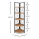 Βιβλιοθήκη γωνιακή Kelsie Megapap χρώμα μαύρο - pine oak 33x33x162εκ.