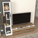 Σύνθεση τηλεόρασης Tulip Megapap χρώμα λευκό - καρυδί 160x29,5x160εκ.
