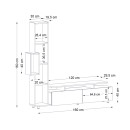 Σύνθεση τηλεόρασης Tulip Megapap χρώμα λευκό - καρυδί 160x29,5x160εκ.