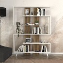Βιβλιοθήκη Rain Megapap χρώμα λευκό - καρυδί 120x19,5x162εκ.