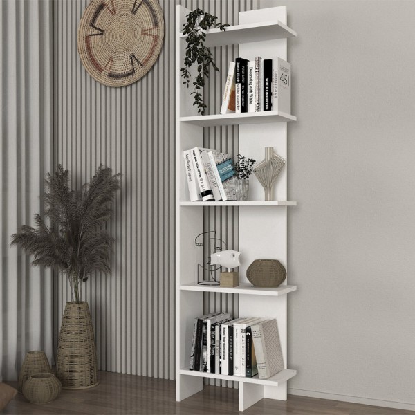 Βιβλιοθήκη Perla Megapap χρώμα λευκό 48x22x170εκ.