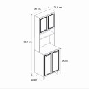 Έπιπλο κουζίνας Potter 2 Megapap χρώμα λευκό - rota oak 60x40x196,1εκ.