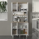 Έπιπλο κουζίνας Potter 3 Megapap χρώμα λευκό - rota oak 90x40x196,1εκ.