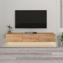 Έπιπλο τηλεόρασης επιτοίχιο Damla Megapap με LED χρώμα sapphire oak 180x29,5x29,5εκ.