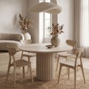 Τραπέζι Hazar Megapap Mdf χρώμα travertine - sandstone Ø119,5x76εκ.