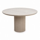 Τραπέζι Hazar Megapap Mdf χρώμα travertine - sandstone Ø119,5x76εκ.