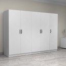 Ντουλάπα ρούχων Victoria Megapap πεντάφυλλη χρώμα λευκό 250x60x181εκ.