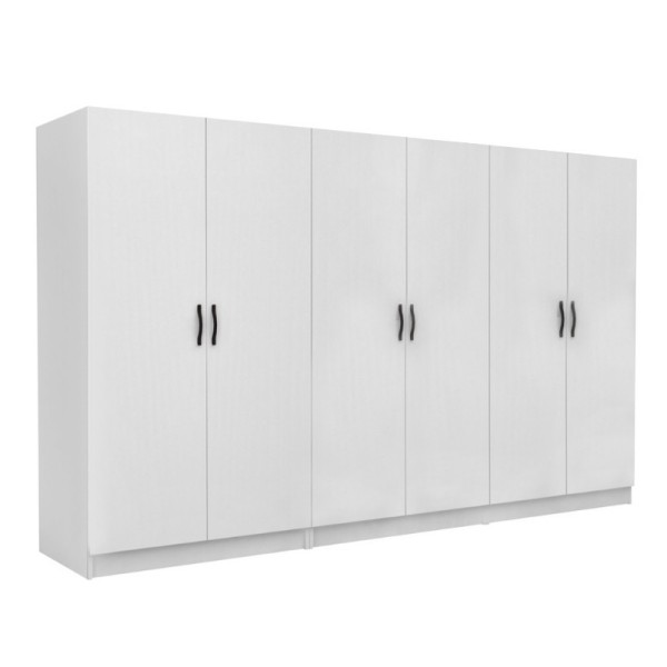 Ντουλάπα ρούχων Victoria Megapap εξάφυλλη χρώμα λευκό 300x60x181εκ.