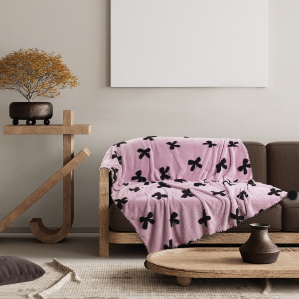 DAS HOME ΚΟΥΒΕΡΤΑ ΚΑΝΑΠΕ JACQUARD FLEECE 1381 LILAC