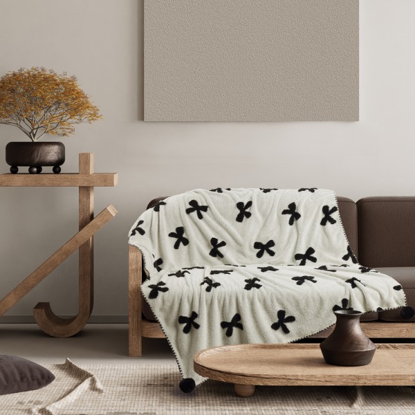 DAS HOME ΚΟΥΒΕΡΤΑ ΚΑΝΑΠΕ JACQUARD FLEECE 1382 BEIGE