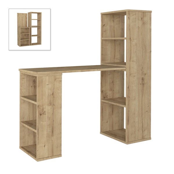 Γραφείο εργασίας πολυμορφικό Last Megapap χρώμα sapphire oak 119x44,7x123εκ.