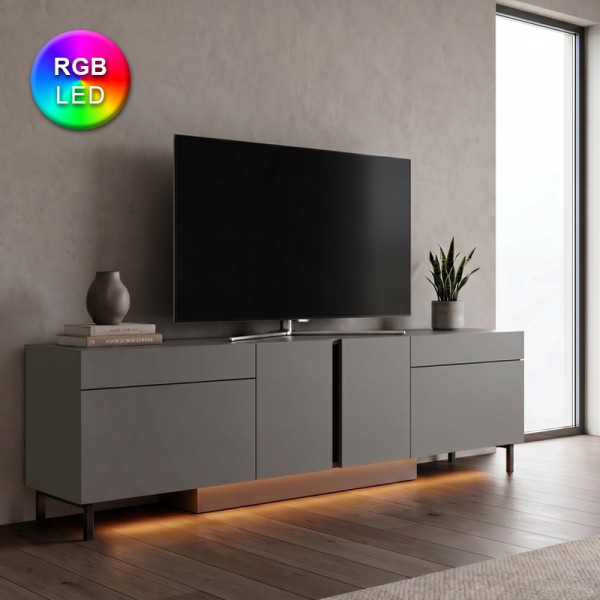 Έπιπλο τηλεόρασης Arlen Megapap με Led Rgb χρώμα ανθρακί 180x32x50εκ.