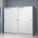 Ντουλάπα ρούχων Regio Megapap τετράφυλλη συρόμενη χρώμα λευκό 200x60x181εκ.
