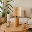 Φωτιστικό επιτραπέζιο Cora Megapap E14 ξύλινο - pe rattan χρώμα φυσικό Ø15x35εκ.