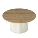 Τραπεζάκι σαλονιού Bohema Megapap χρώμα ivory - sepet oak Ø85x43,2εκ.