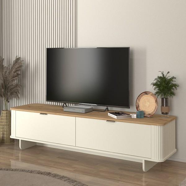 Έπιπλο τηλεόρασης Bohema Megapap χρώμα ivory - sepet oak 180x47x45,6εκ.
