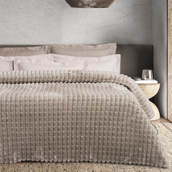 DAS HOME ΚΟΥΒΕΡΤΑ FLEECE 160Χ220 1387 TAUPE