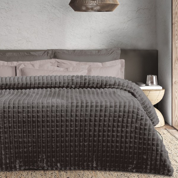 DAS HOME ΚΟΥΒΕΡΤΑ FLEECE 160Χ220 1390 DARK GREY