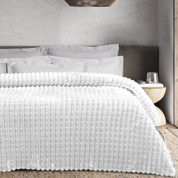 DAS HOME ΚΟΥΒΕΡΤΑ FLEECE 220Χ240 1386 WHITE