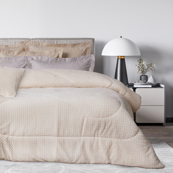 DAS HOME ΚΟΥΒΕΡΤΟΠΑΠΛΩΜΑ SHERPA ΥΠΕΡΔΙΠΛΟ 1366 ECRU