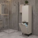 Ντουλάπι με καλάθι απλύτων Singa Megapap χρώμα sandstone 45x40x180εκ.