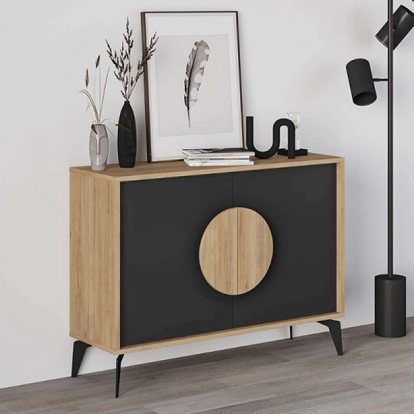Μπουφές Gora Megapap χρώμα sapphire oak - silky black 110x40x82εκ.