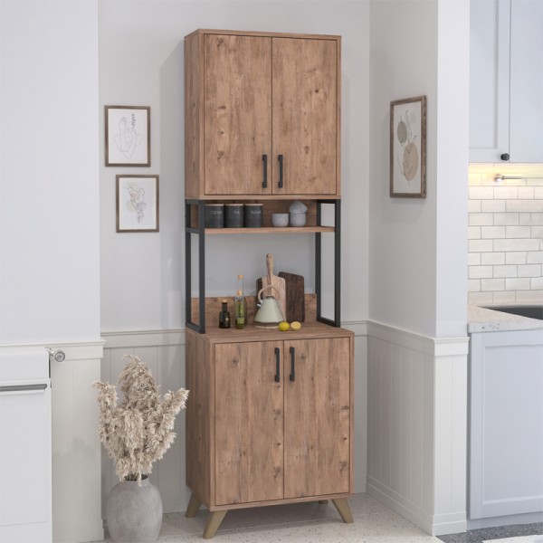 Έπιπλο κουζίνας Sedef Megapap χρώμα pine oak 61x40x202,1εκ.