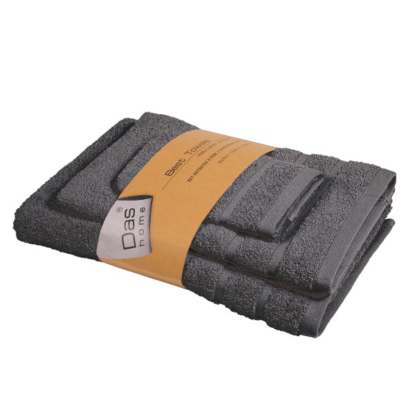DAS HOME ΣΕΤ ΠΕΤΣΕΤΕΣ 3ΤΕΜΑΧΙΩΝ BEST 0705 DARK GREY