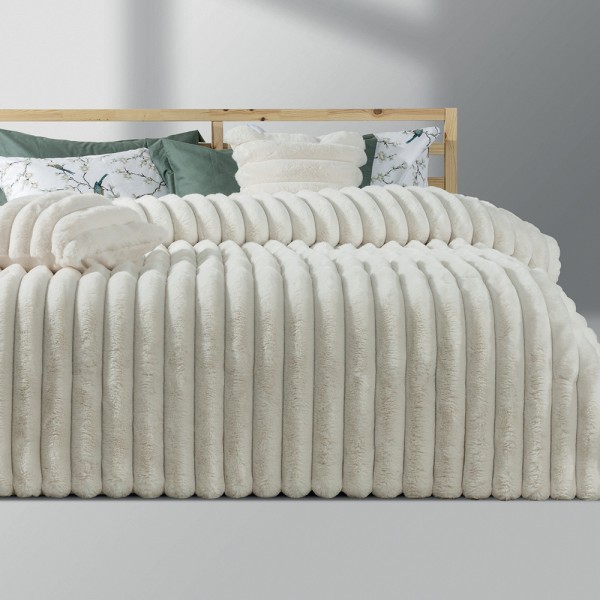 LINO Κουβερτοπάπλωμα Υπέρδιπλο 220x240 Γούνα Natt Off White