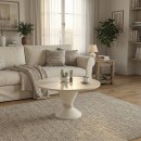 Τραπεζάκι σαλονιού Lepper Megapap χρώμα travertine - sandstone Ø75x39,8εκ.