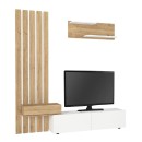 Σύνθεση τηλεόρασης Rosaline Megapap χρώμα λευκό - sepet oak 183x31,3x196,9εκ.