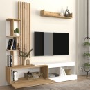 Σύνθεση τηλεόρασης Vermont Megapap χρώμα λευκό - sepet oak 180x40x193,8εκ.