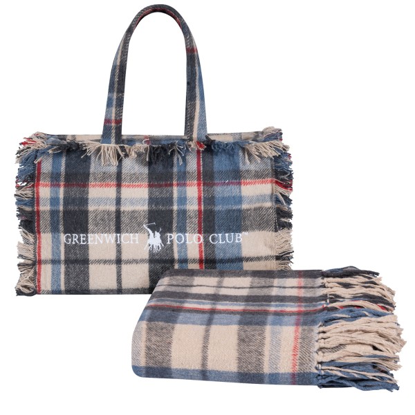 GREENWICH POLO CLUB ΡΙΧΤΑΡΙ 130X170 ΜΕ ΤΣΑΝΤΑ ΜΙΚΡΗ ESSENTIAL 2532 BLUE, ECRU