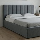 Κρεβάτι Renata Megapap υφασμάτινο με αποθηκευτικό χώρο χρώμα γκρι 160x200εκ.