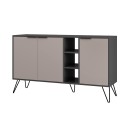Μπουφές Clara Megapap χρώμα ανθρακί - ανοιχτή μόκα 142x35,6x83εκ.