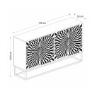 Μπουφές Gradel Megapap χρώμα μαύρο - ασπρόμαυρο 150x35x83,6εκ.